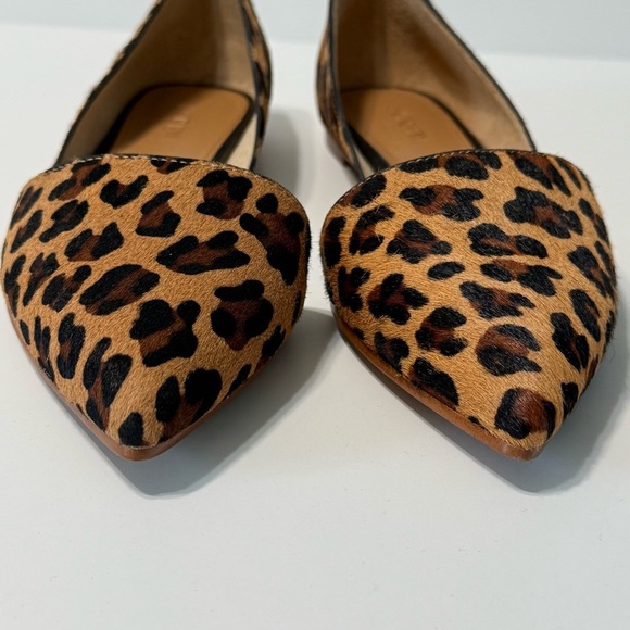J. Crew Calf Fur Leather Flats Shoes Women’s 7.5 Pointed Toe Animal Print - Picture 7 of 15